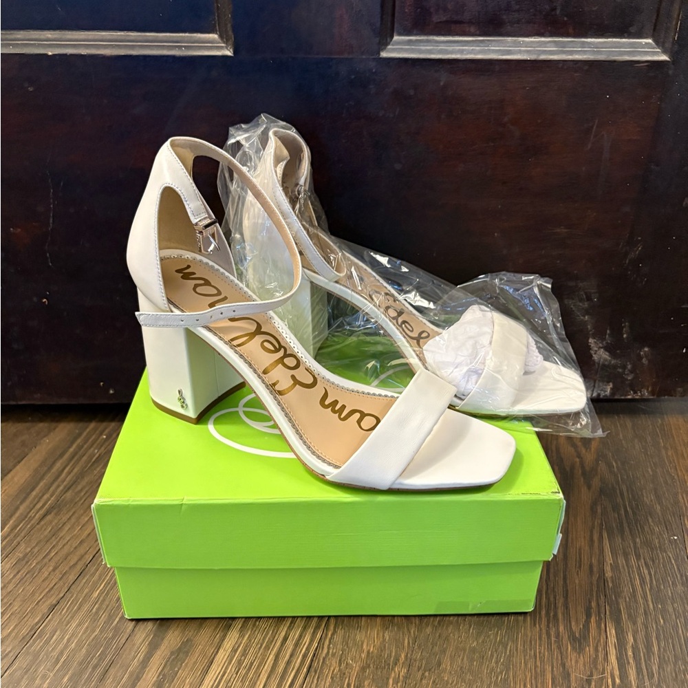 Sam Edelman White Block Heel Sandals